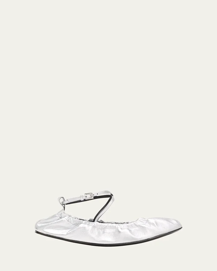 Maia Lambskin Ankle-Strap Ballerina Flats
