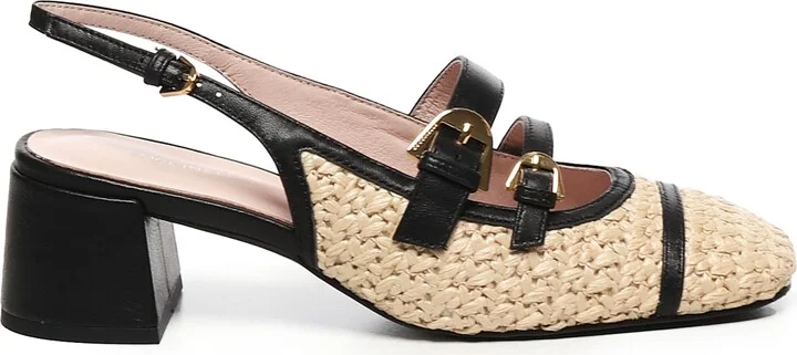 Maia Leather And Crochet Slingback