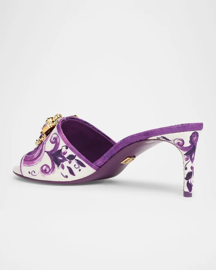 Maiolica Jeweled Printed Slide Sandals - Image 9