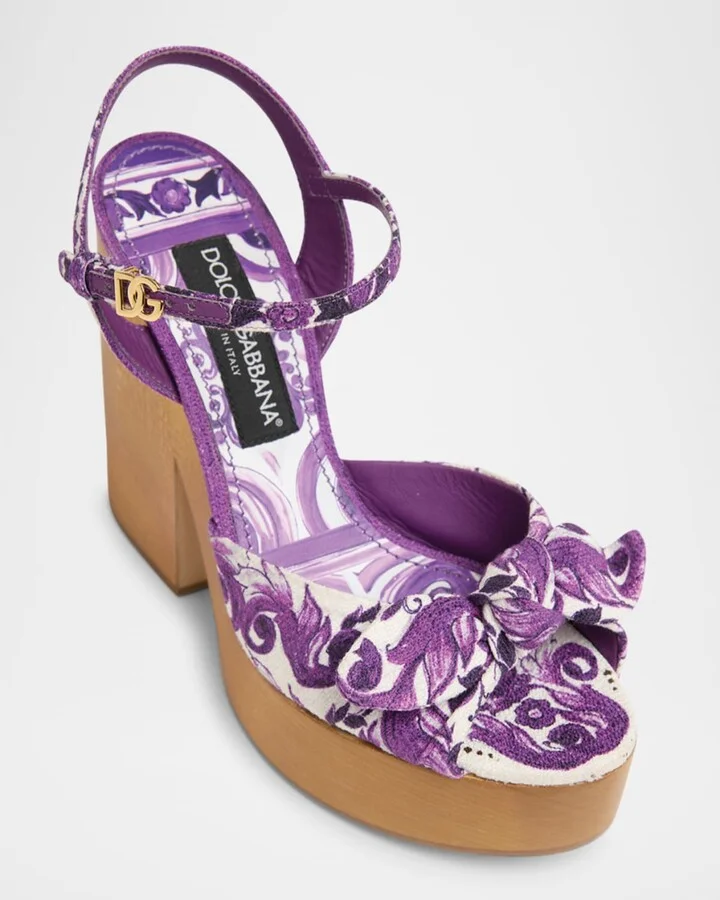 Maiolica Printed Knot Platform Sandals - Image 5