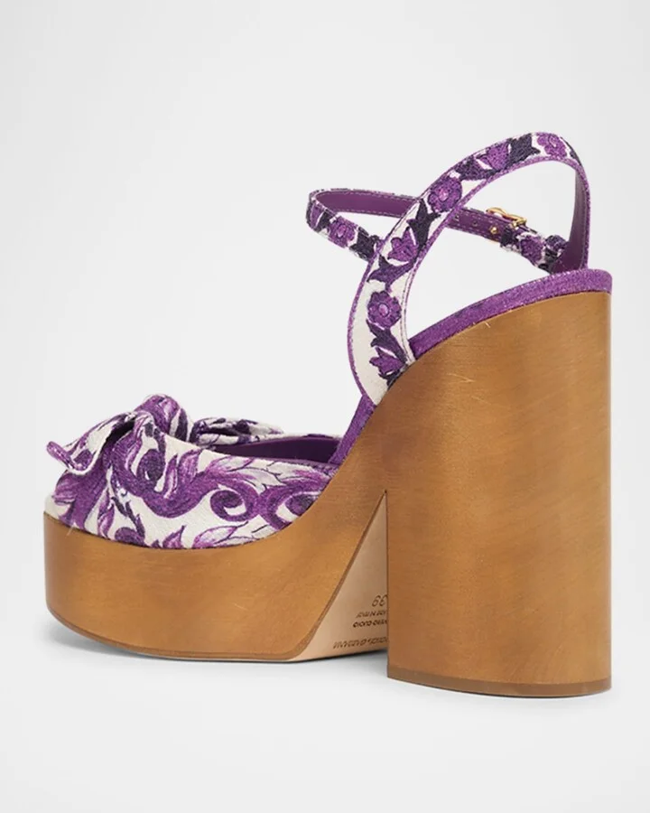 Maiolica Printed Knot Platform Sandals - Image 6