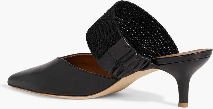 Maisie 45 cord-trimmed leather mules - Image 3