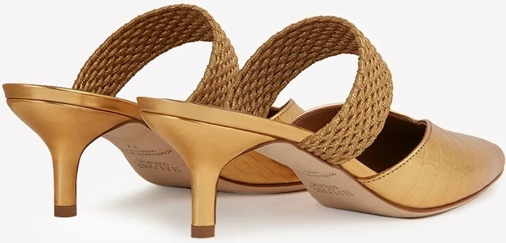 Maisie 45 Croc-Embossed Leather Mules with Braided Strap - Image 2