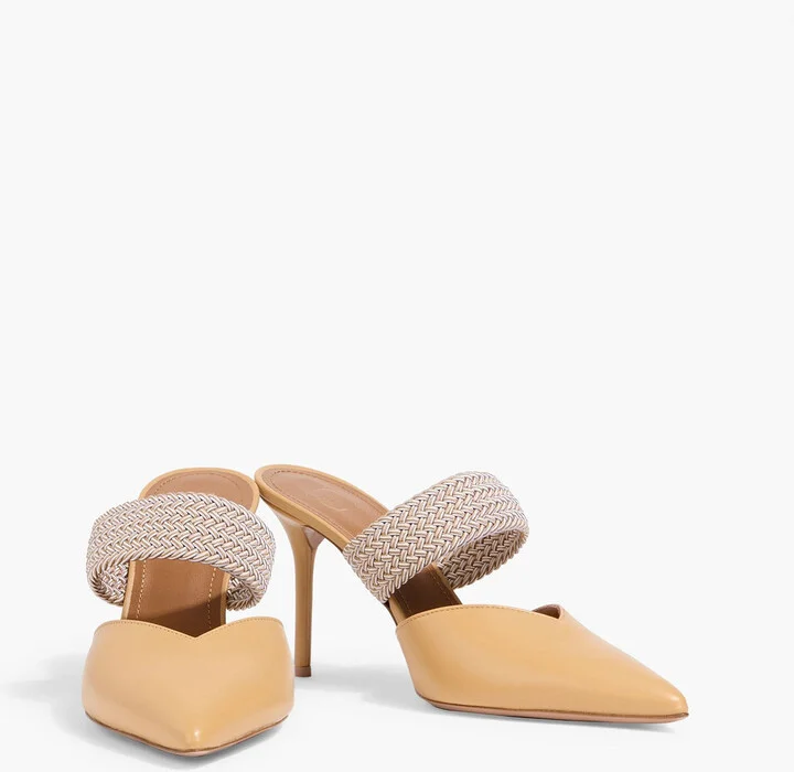 Maisie 85 cord-trimmed leather mules - Image 2