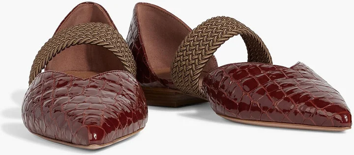 Maisie croc-effect patent-leather point-toe flats - Image 2