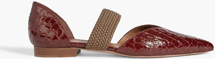 Maisie croc-effect patent-leather point-toe flats