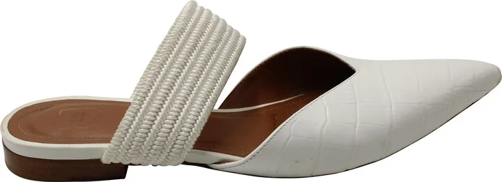 Maisie Flat Mules in White Leather