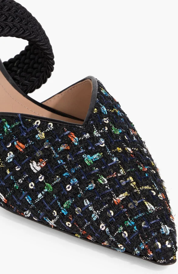 Maisie sequin-embellished tweed point-toe flats - Image 4