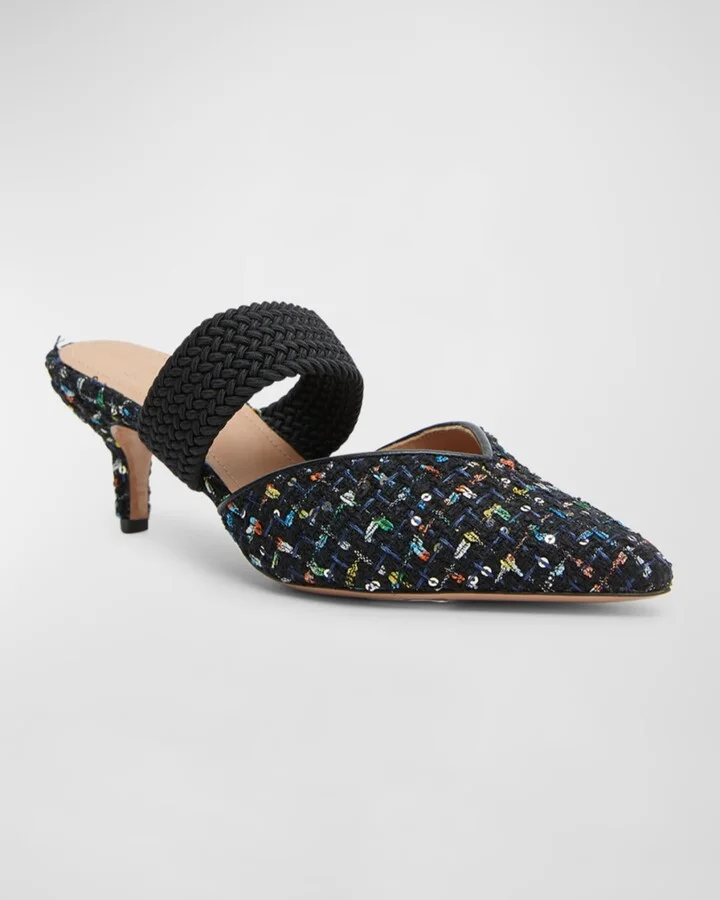 Maisie Tweed Kitten-Heel Mules - Image 5