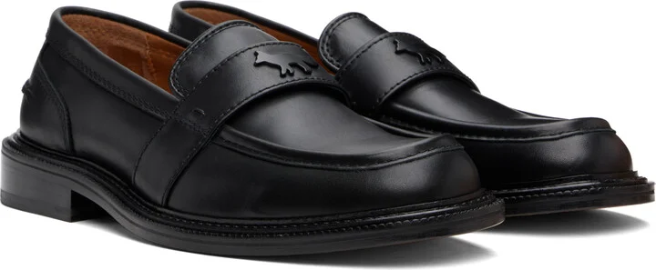 Maison Kitsuné Black Leather Loafers - Image 4