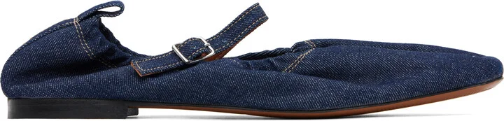 Maison Kitsuné Blue Denim Ballerina Flats