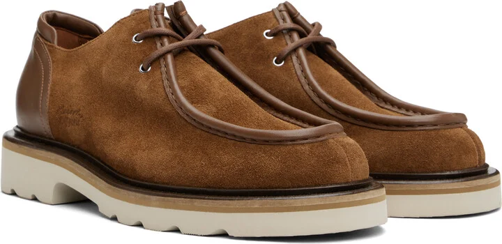 Maison Kitsuné Brown Suede Leather Derbys - Image 4