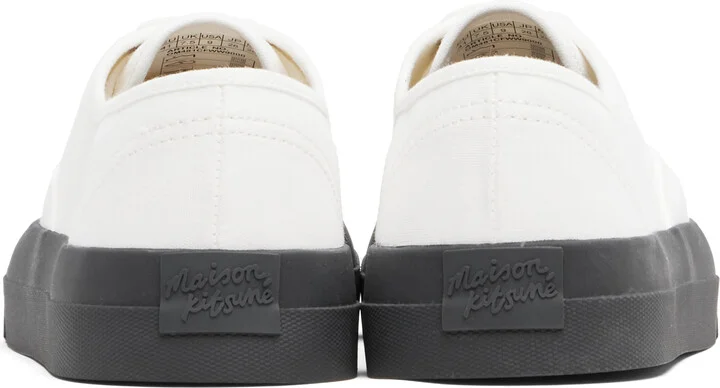 Maison Kitsuné White Canvas Lace-Up Sneakers - Image 2