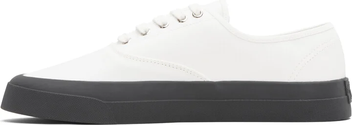 Maison Kitsuné White Canvas Lace-Up Sneakers - Image 3