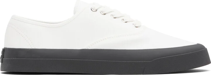 Maison Kitsuné White Canvas Lace-Up Sneakers