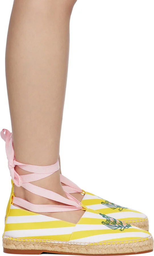 Maison Kitsuné White & Yellow Hotel Olympia Edition Poolside Stripes Espadrilles