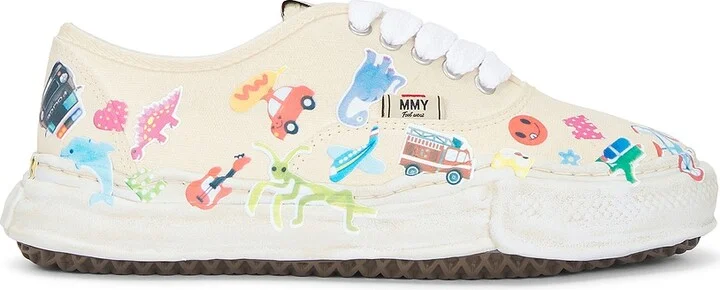 Maison MIHARA YASUHIRO Baker Original Sole Canvas Stickers Print Low-Top Sneaker in Beige - Image 2