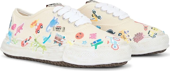 Maison MIHARA YASUHIRO Baker Original Sole Canvas Stickers Print Low-Top Sneaker in Beige