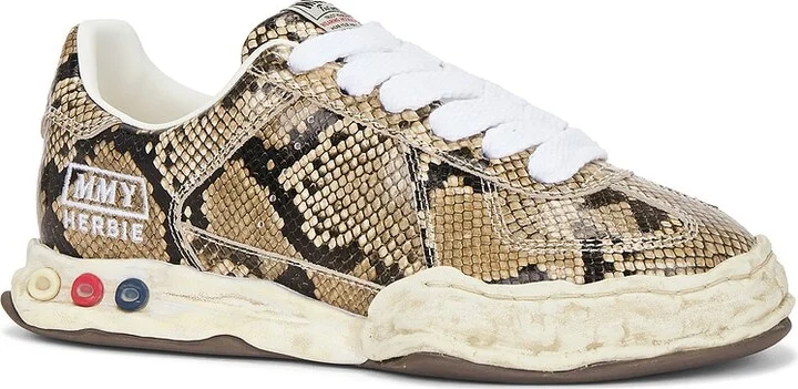 Maison MIHARA YASUHIRO Herbie Original Sole Printed Python Leather Low-Top Sneaker in Brown - Image 2