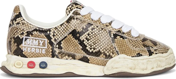 Maison MIHARA YASUHIRO Herbie Original Sole Printed Python Leather Low-Top Sneaker in Brown
