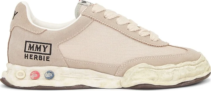 Maison MIHARA YASUHIRO Herbie Original Sole Suede Mesh Mix Material Low Top Sneaker in Nude