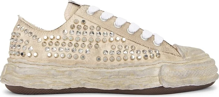 Maison MIHARA YASUHIRO Peterson 23 Original Sole Studded Canvas Low Top Sneaker in Beige