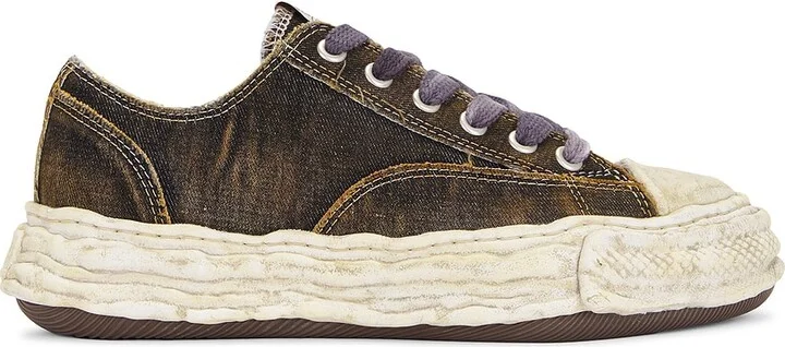 Maison MIHARA YASUHIRO Peterson 23 Original Sole Washed Denim Low Top Sneaker in Brown