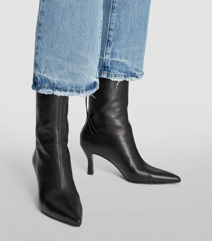 Maje Leather Ankle Boots 75 - Image 5