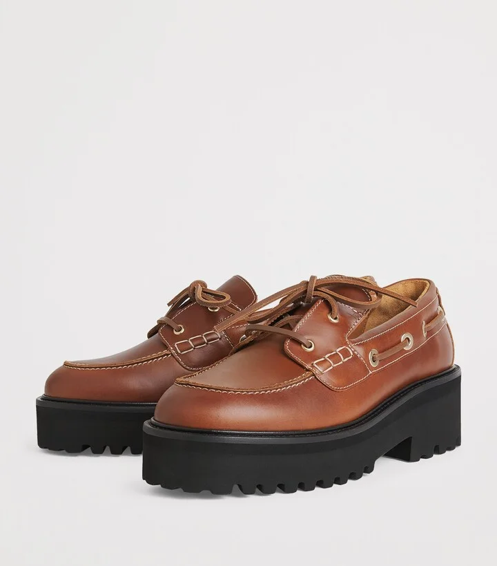 Maje Leather Boat Shoes - Image 3
