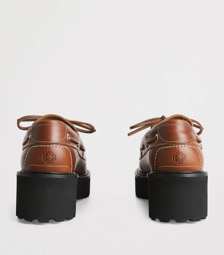 Maje Leather Boat Shoes - Image 4