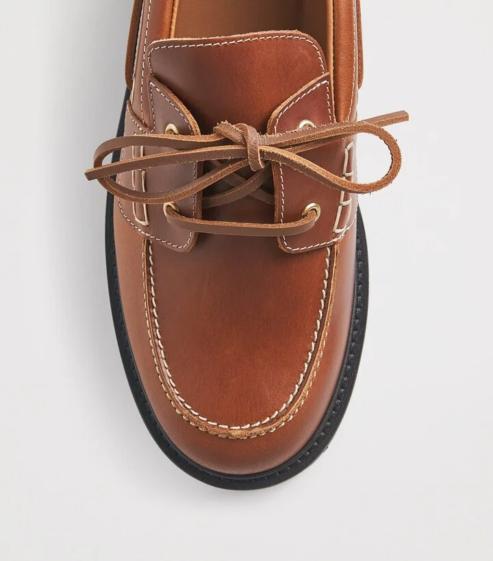 Maje Leather Boat Shoes - Image 5