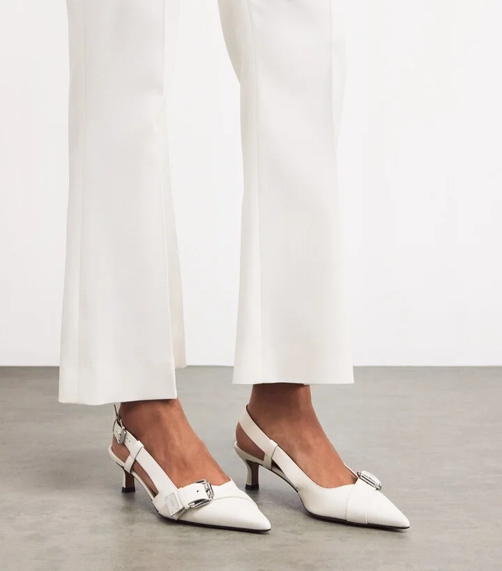 Maje Leather Buckle Slingback Pumps 55 - Image 2