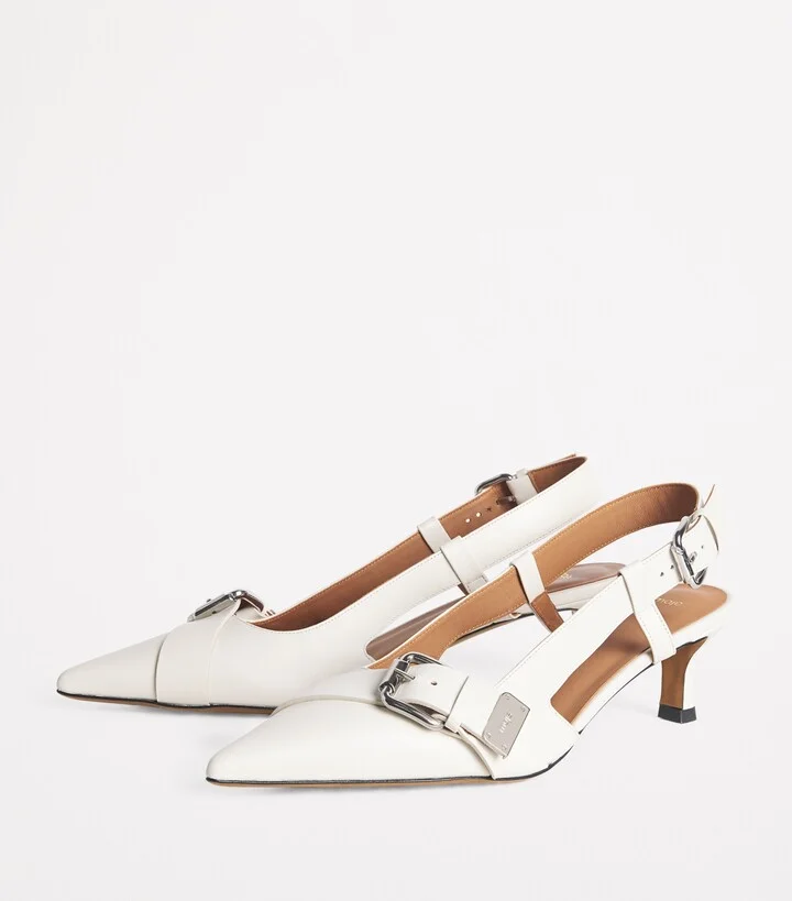 Maje Leather Buckle Slingback Pumps 55 - Image 3