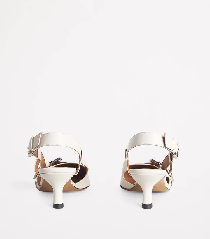 Maje Leather Buckle Slingback Pumps 55 - Image 4
