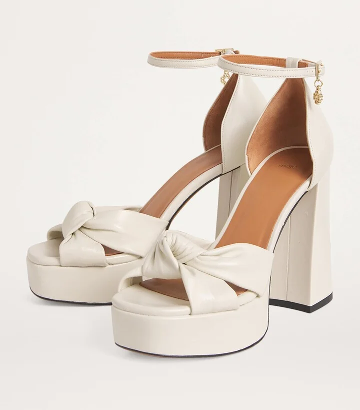 Maje Leather Knot Platform Heels 115 - Image 2