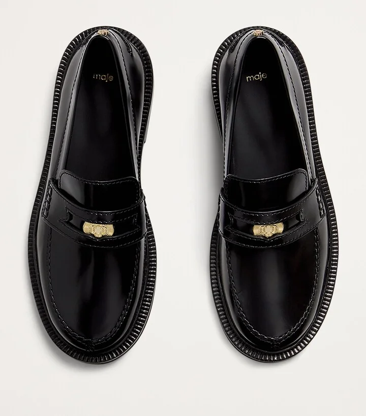 Maje Leather Penny Loafers - Image 2