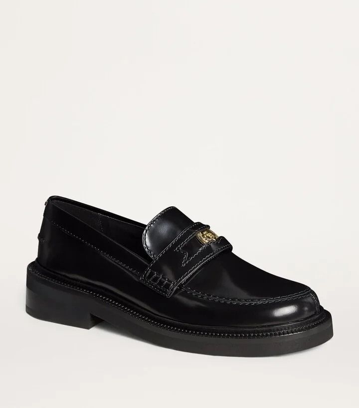 Maje Leather Penny Loafers - Image 4