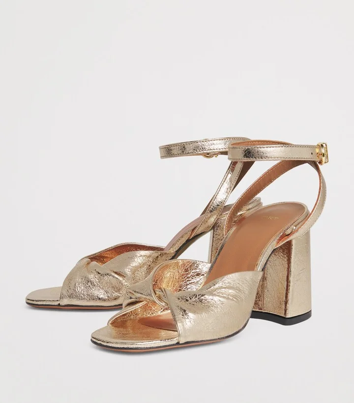 Maje Metallic Leather Twisted Sandals 85 - Image 2