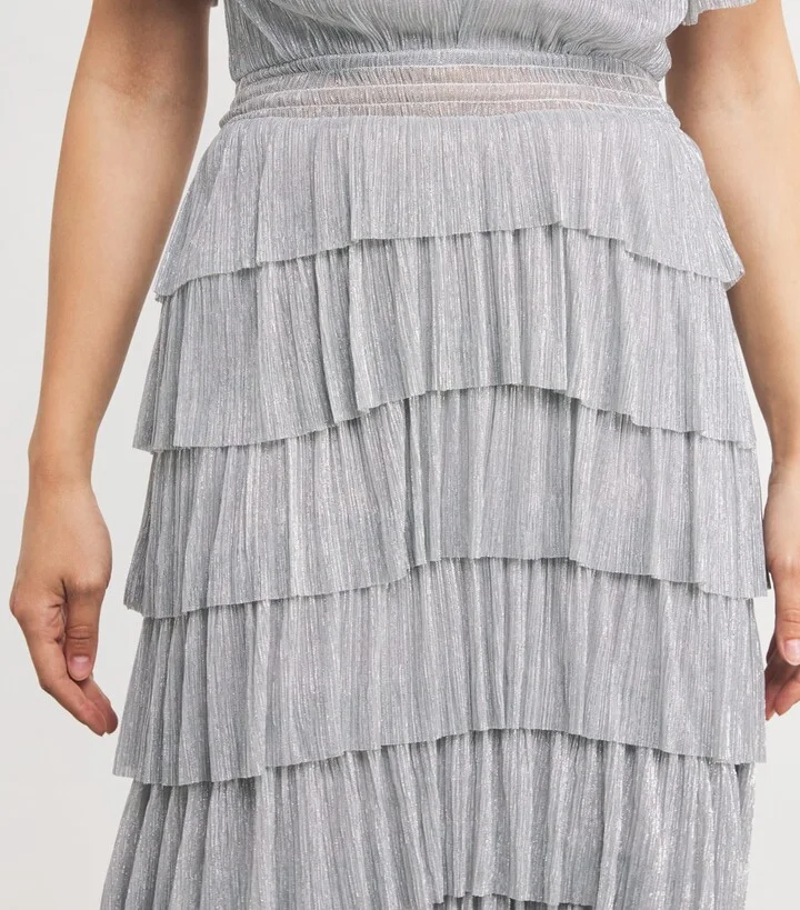 Maje Metallic V-Neck Midi Dress - Image 6