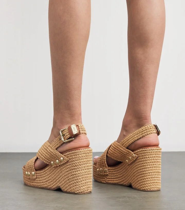 Maje Raffia-Effect Wedge Sandals 110 - Image 2