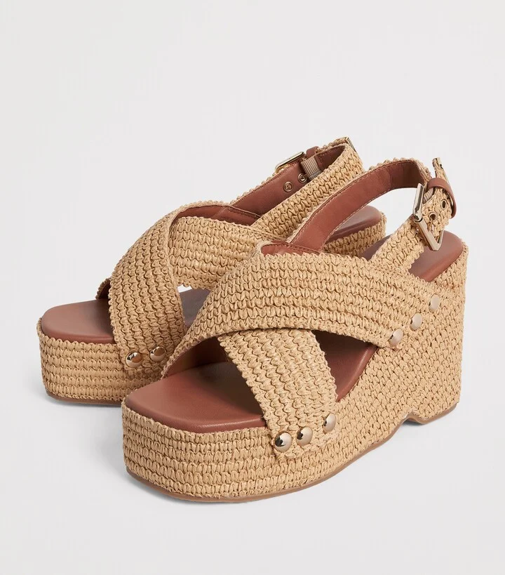 Maje Raffia-Effect Wedge Sandals 110 - Image 3