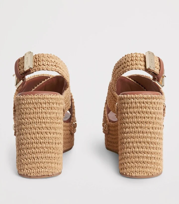 Maje Raffia-Effect Wedge Sandals 110 - Image 4