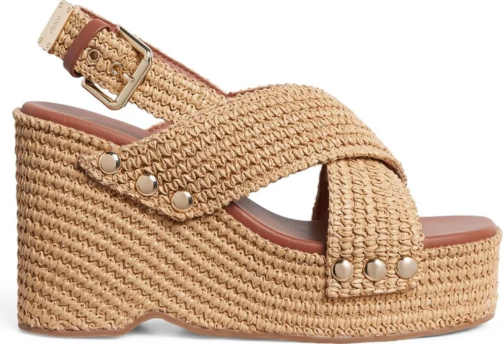 Maje Raffia-Effect Wedge Sandals 110