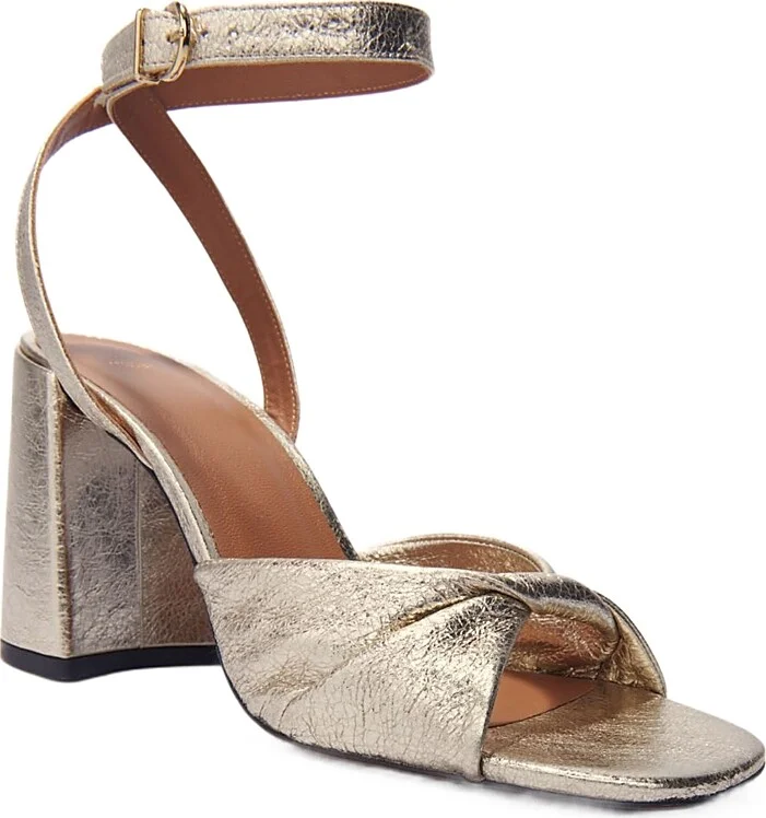 Maje Women's Metallic Leather High Heel Sandals