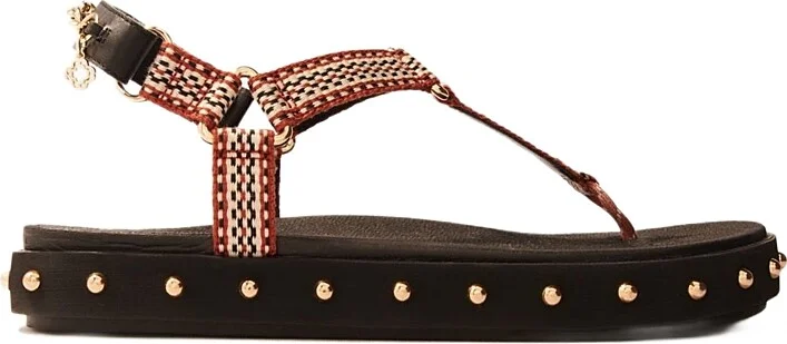 Maje Women's Studded T Strap Sandals
