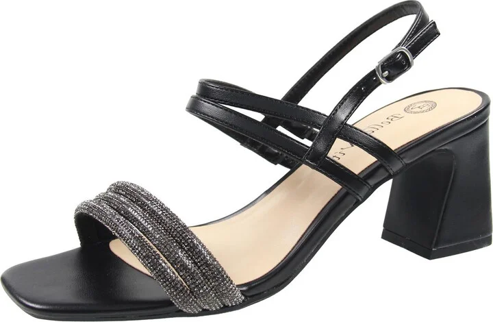 Majesty Womens Faux Leather Rhinestone Slingback Sandals