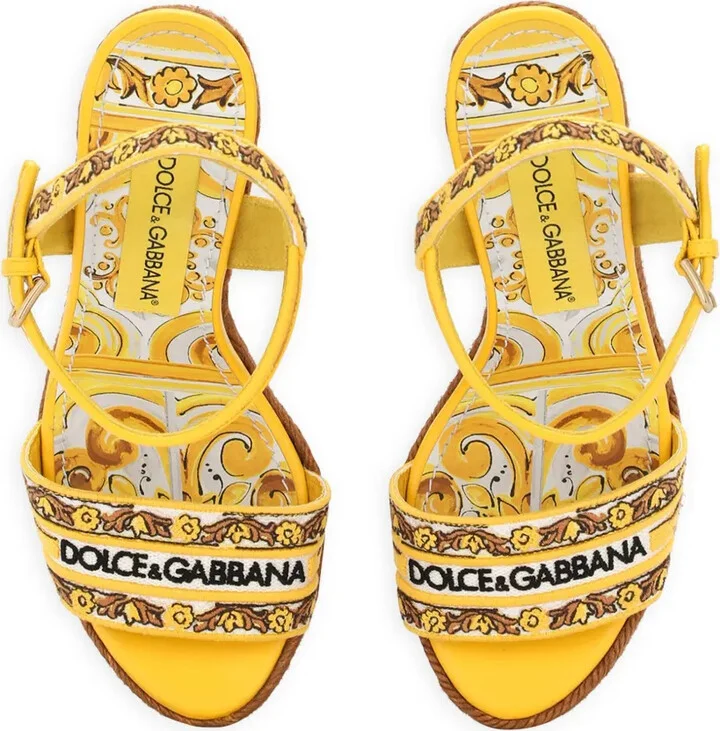 Majolica-print 90mm wedge sandals - Image 4