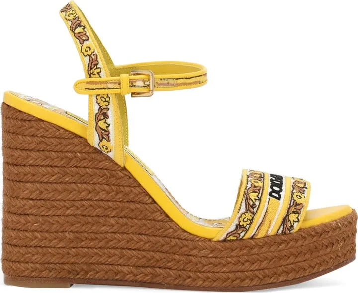 Majolica-print 90mm wedge sandals