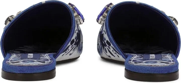 Majolica-print brocade mules - Image 3