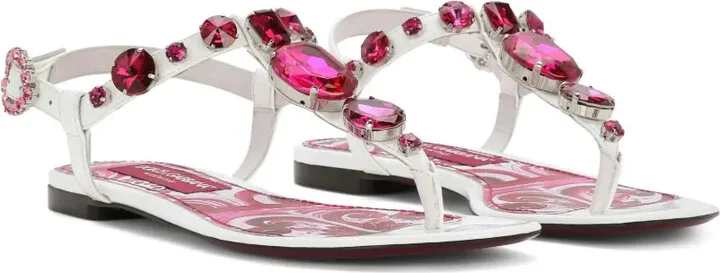 Majolica-print crystal-embellished sandals - Image 2